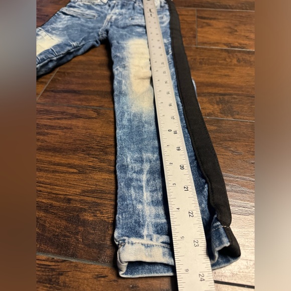 Retro Stitch Washed Distressed Jeans Toddler 5 Bleched Black Striped - Picture 5 of 7